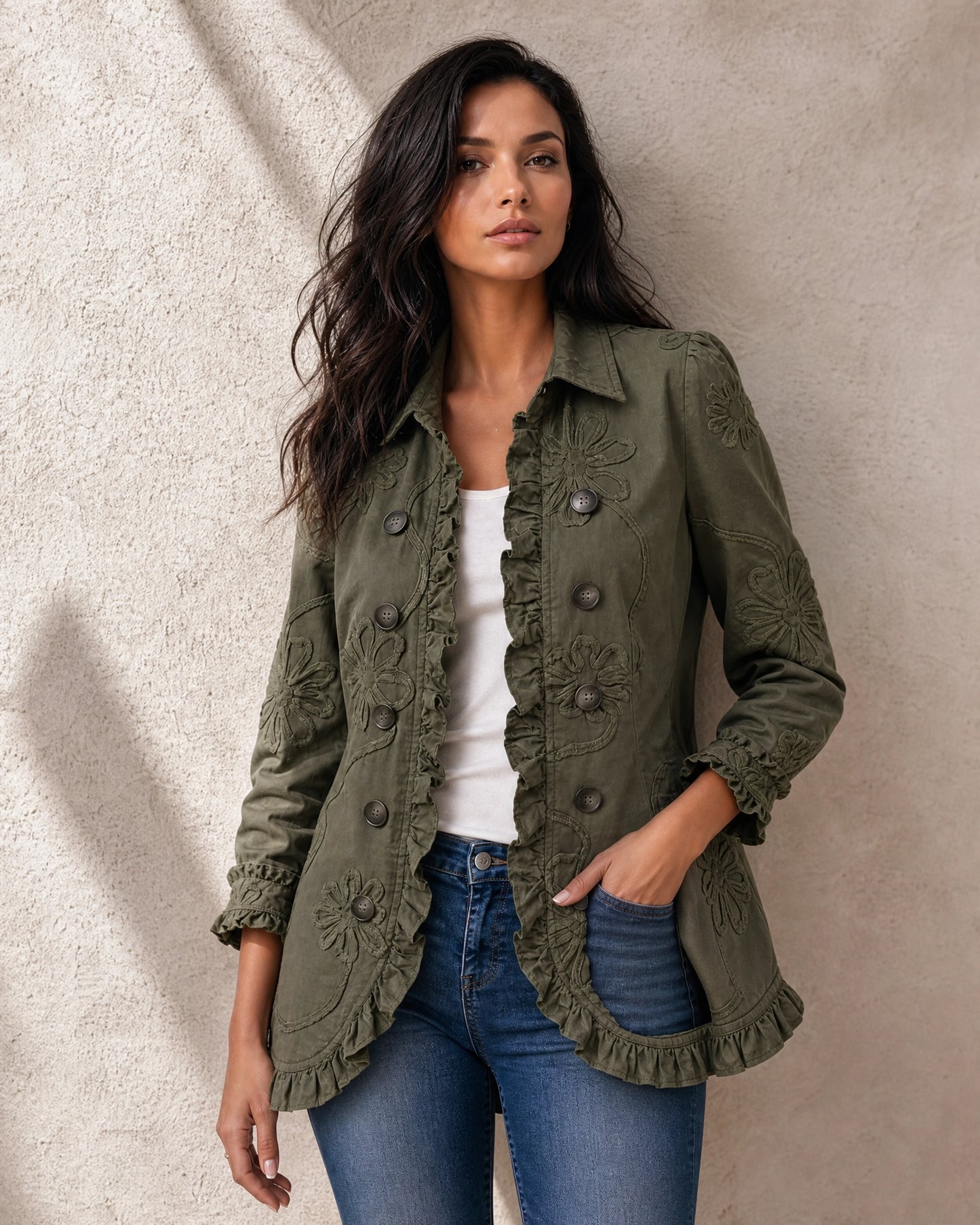 Veste Fleurie à Volants