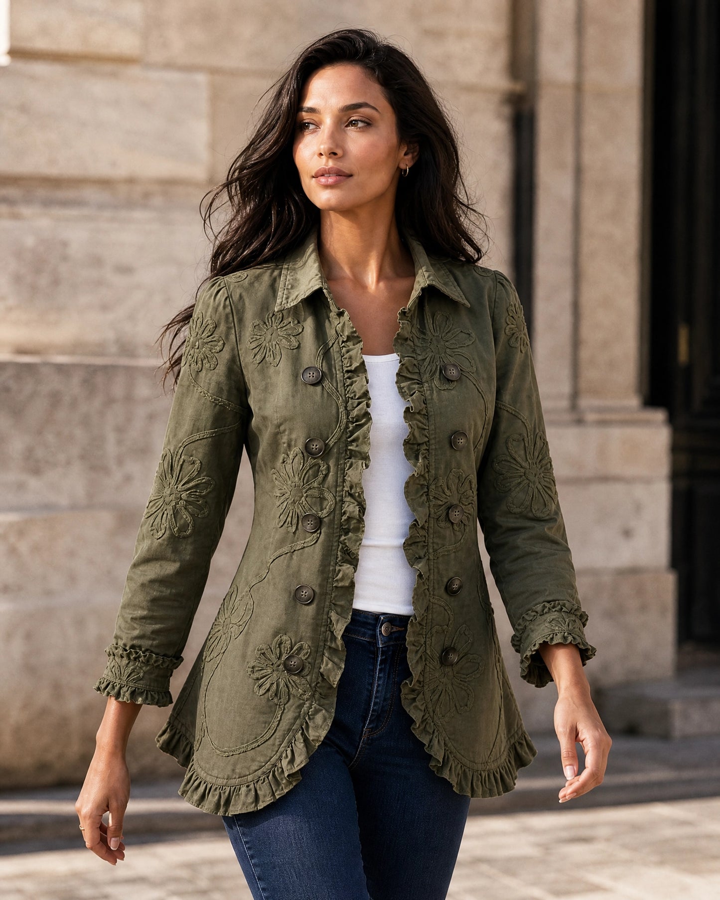 Veste Fleurie à Volants