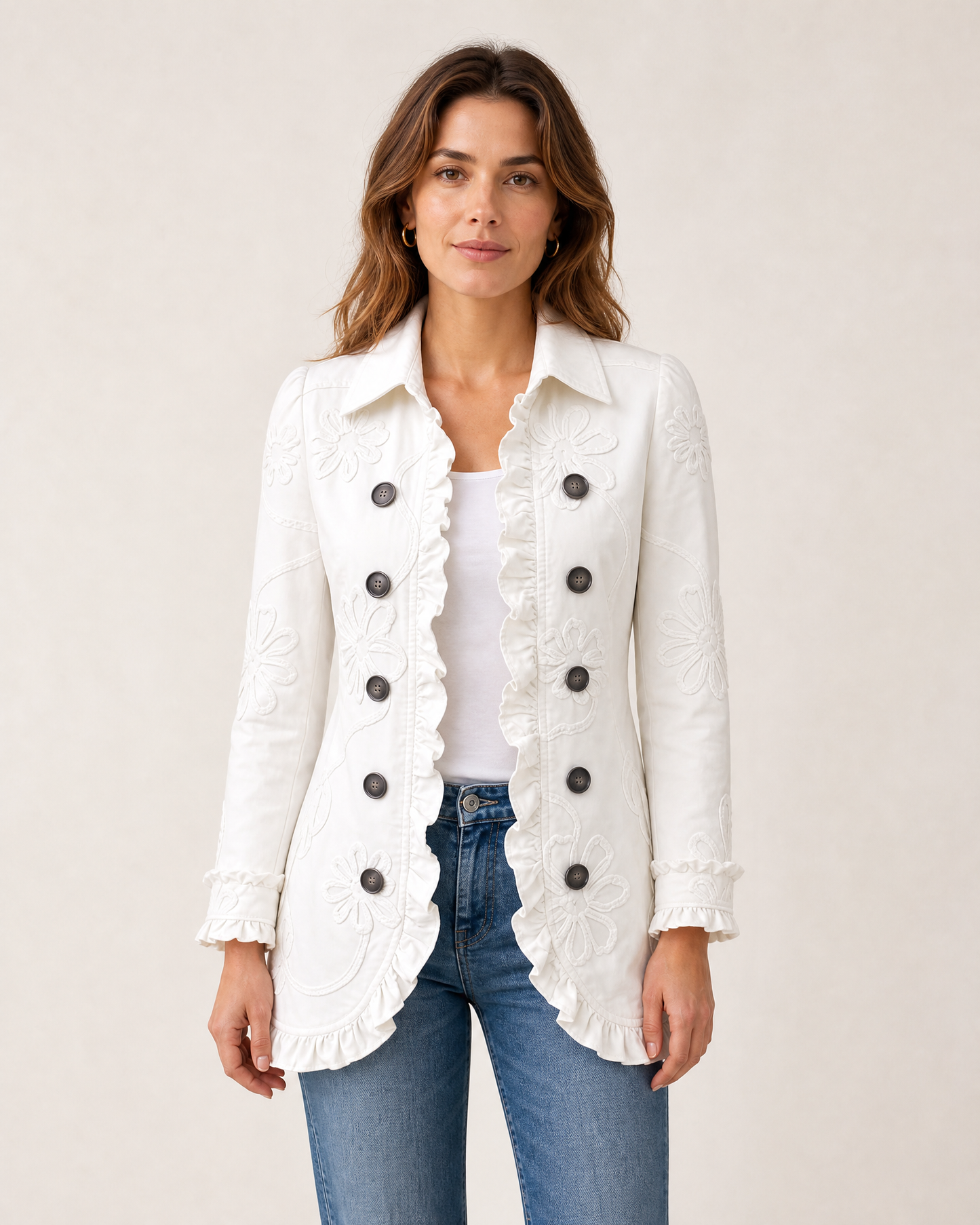 Veste Fleurie à Volants